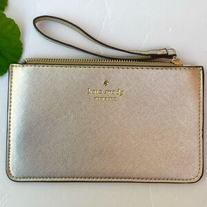 Kate Spade Pouch Gold Safiano Leather